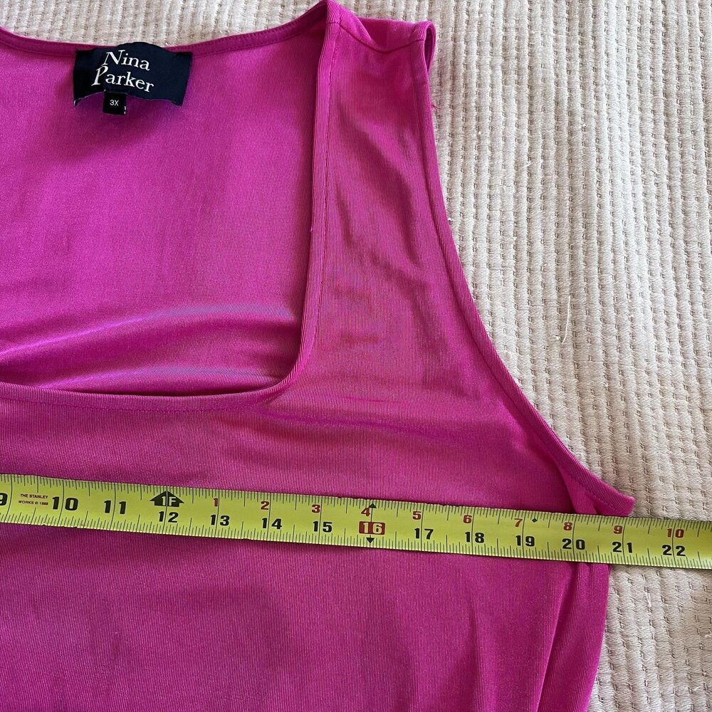 Nina Parker Dress Womens 3X Pink Red Colorblock Sleeveless Ruched Tulip Hem Maxi - Picture 9 of 9